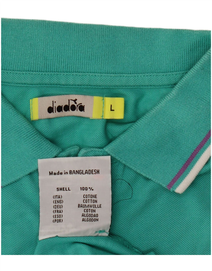 Camisa polo masculina Diadora grande algodão turquesa