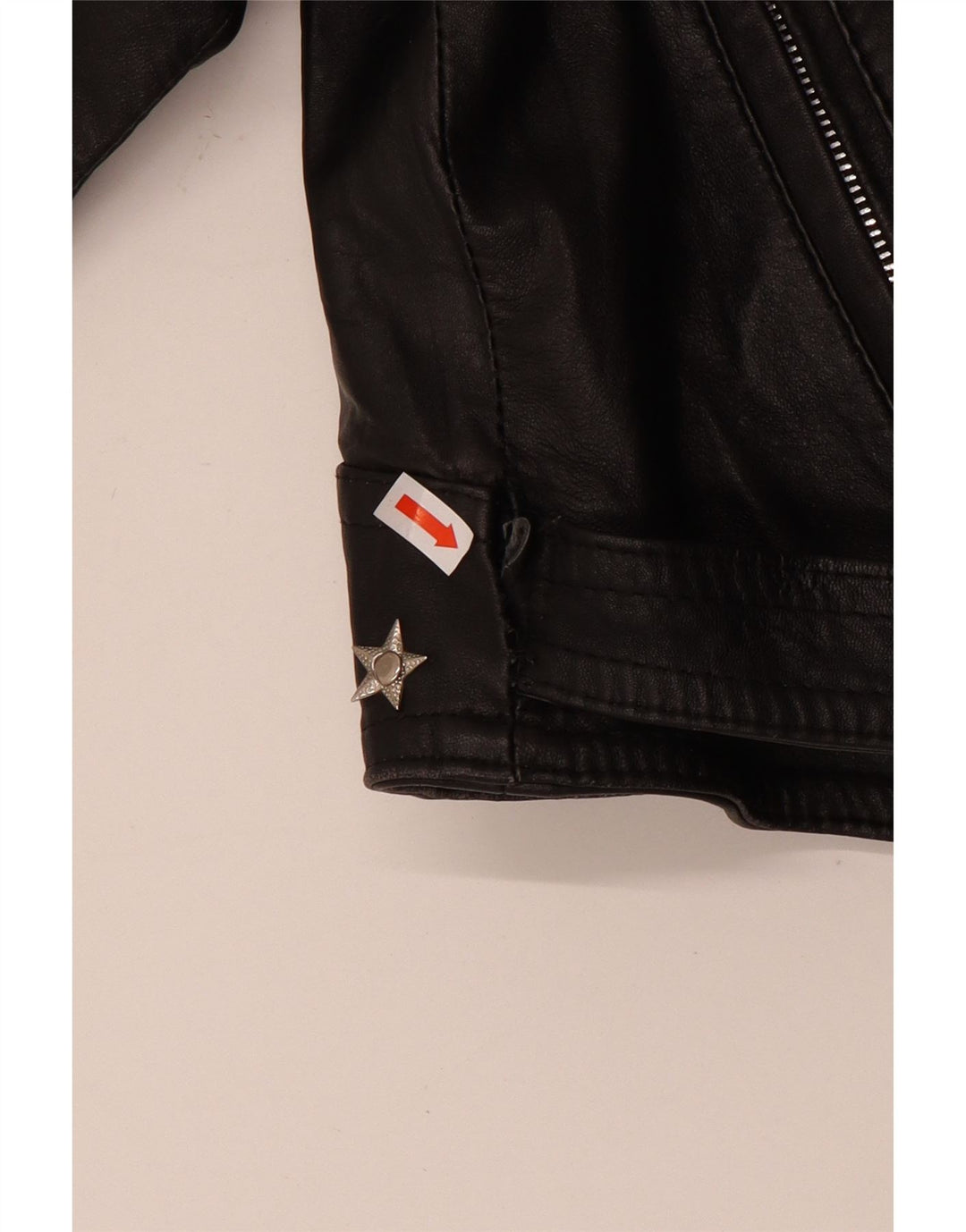 Jaqueta feminina vintage de couro para motociclista UK 12 couro preto médio
