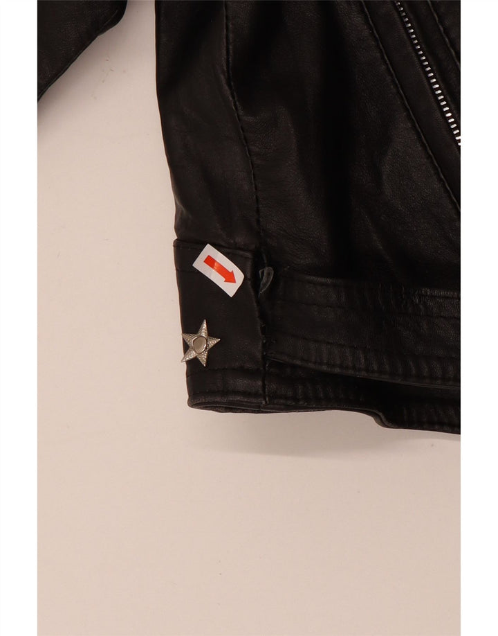 Jaqueta feminina vintage de couro para motociclista UK 12 couro preto médio
