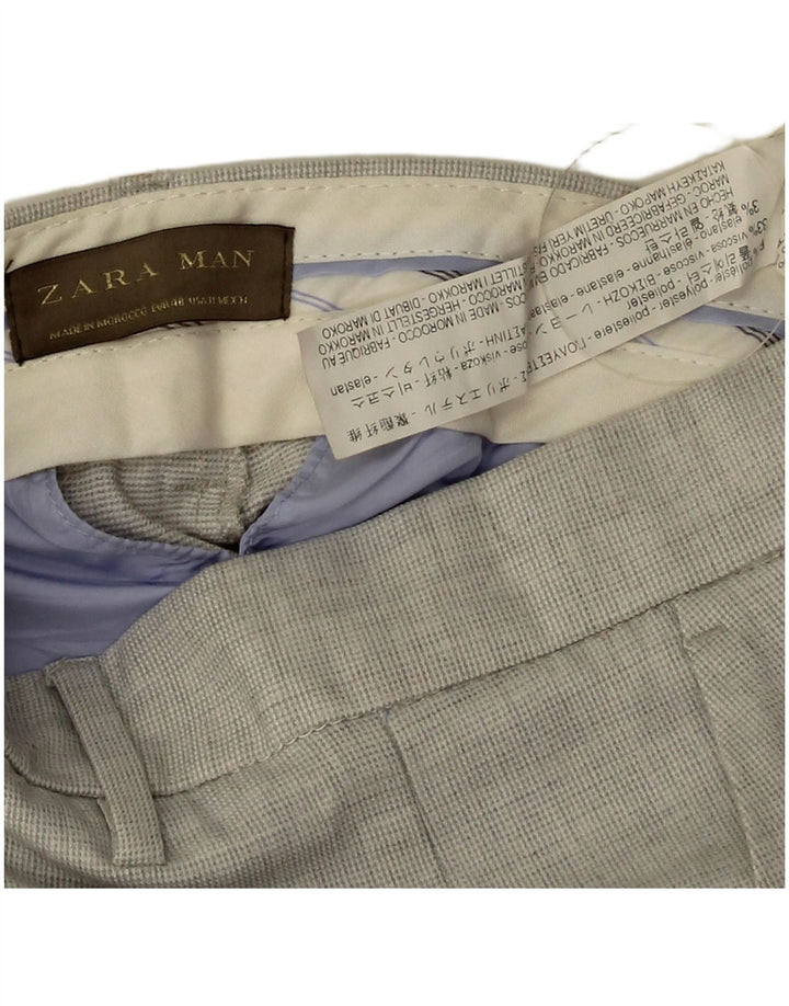 Zara Calça Chino Masculina Pegged EU 40 Médio W31 L24 Cinza Poliéster