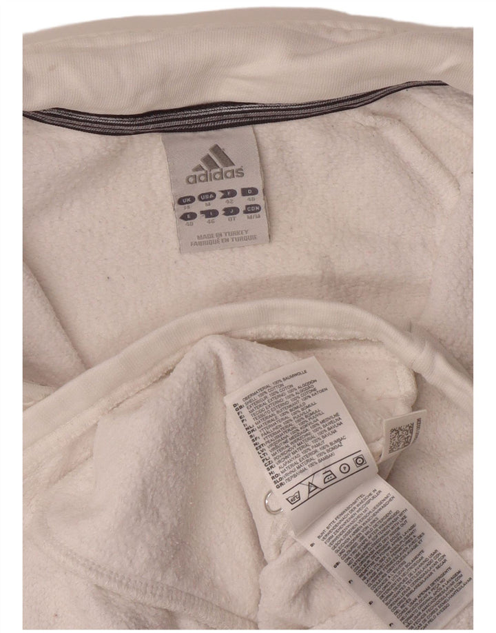 ADIDAS Womens Tracksuit Top Jacket UK 14 Grande Algodão Branco