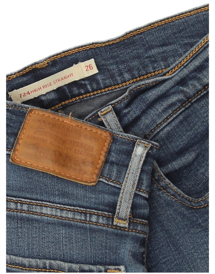 Calça jeans feminina Levi's 724 High Rise Straight W26 L32 Azul Lyocell