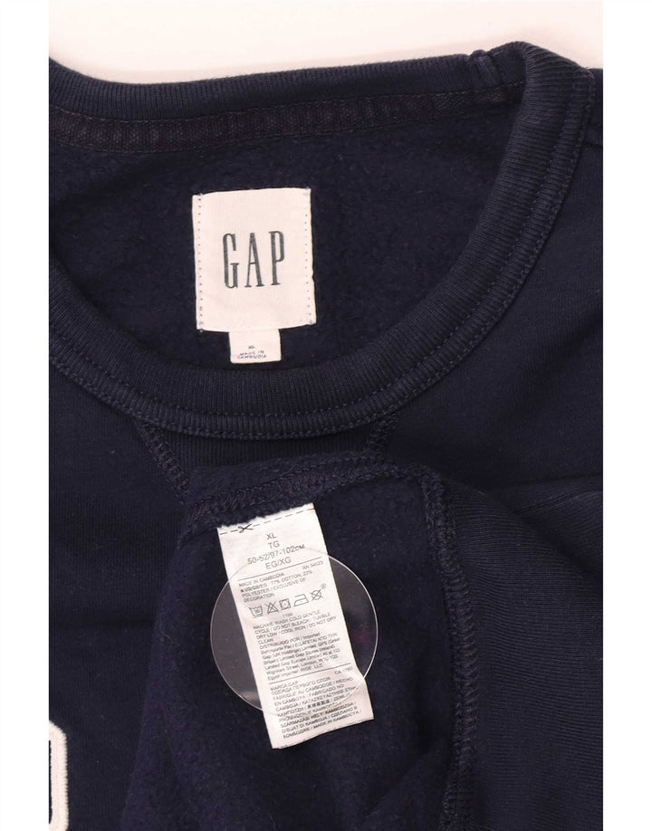 Moletom gráfico masculino Gap Jumper XL azul marinho algodão