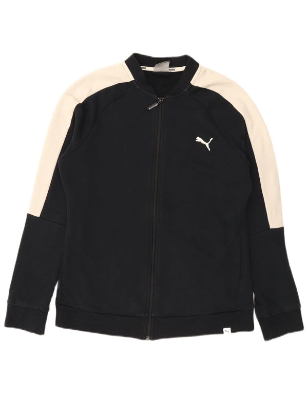 Puma Womens Tracksuit Top Jacket UK 14 Médio Preto Colourblock Algodão