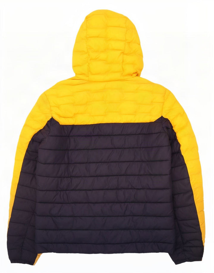 Jaqueta acolchoada com capuz masculina Superdry UK 38 colorblock amarelo médio
