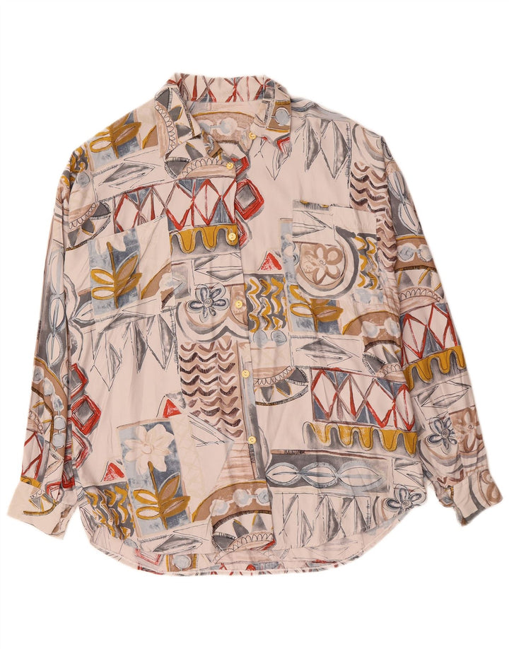 Camisa feminina VINTAGE UK 18 XL patchwork branco