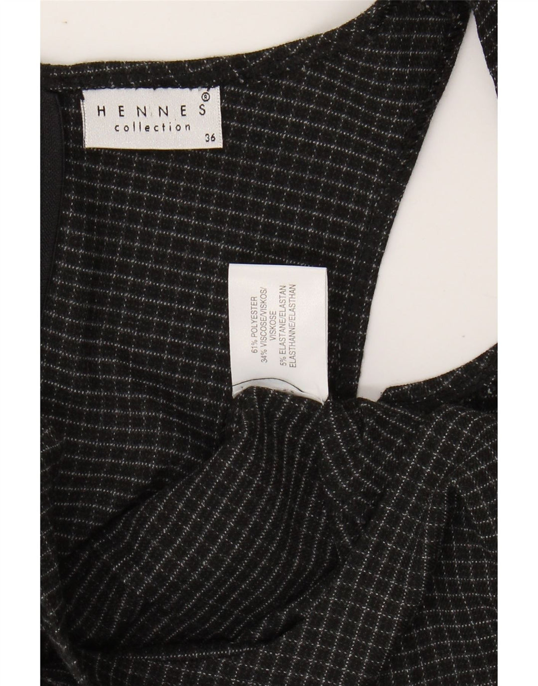 HENNES Womens Sheath Dress EU 36 Small Black Check Polyester