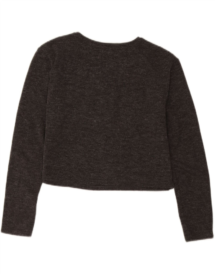 Zara Womens Crop Graphic Top Manga Longa Reino Unido 10 Pequeno Cinza