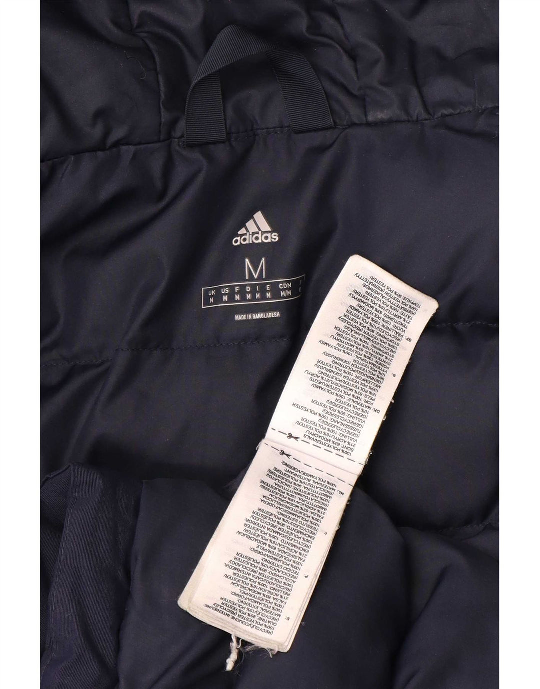 Jaqueta corta-vento masculina Adidas com capuz UK 38 médio azul marinho poliamida