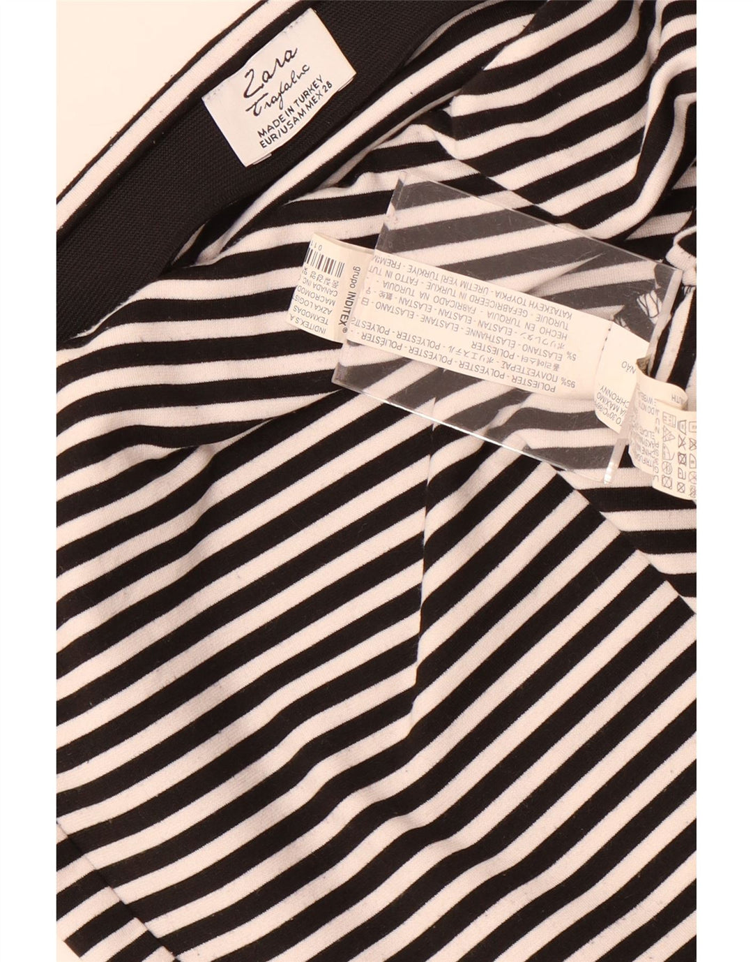 Mini saia Trafaluc feminina Zara médio W28 poliéster listrado preto