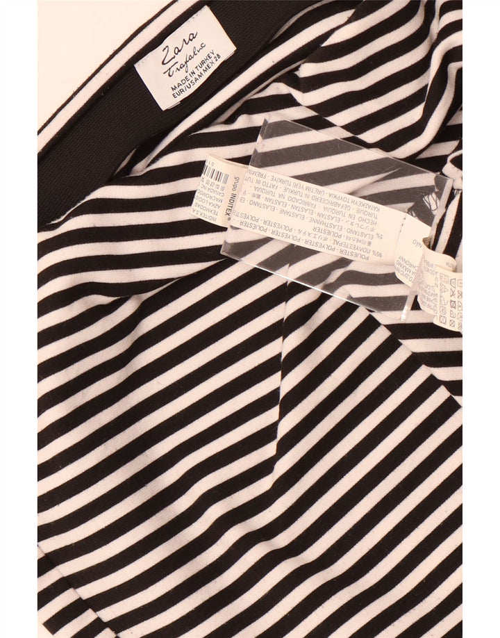 Mini saia Trafaluc feminina Zara médio W28 poliéster listrado preto