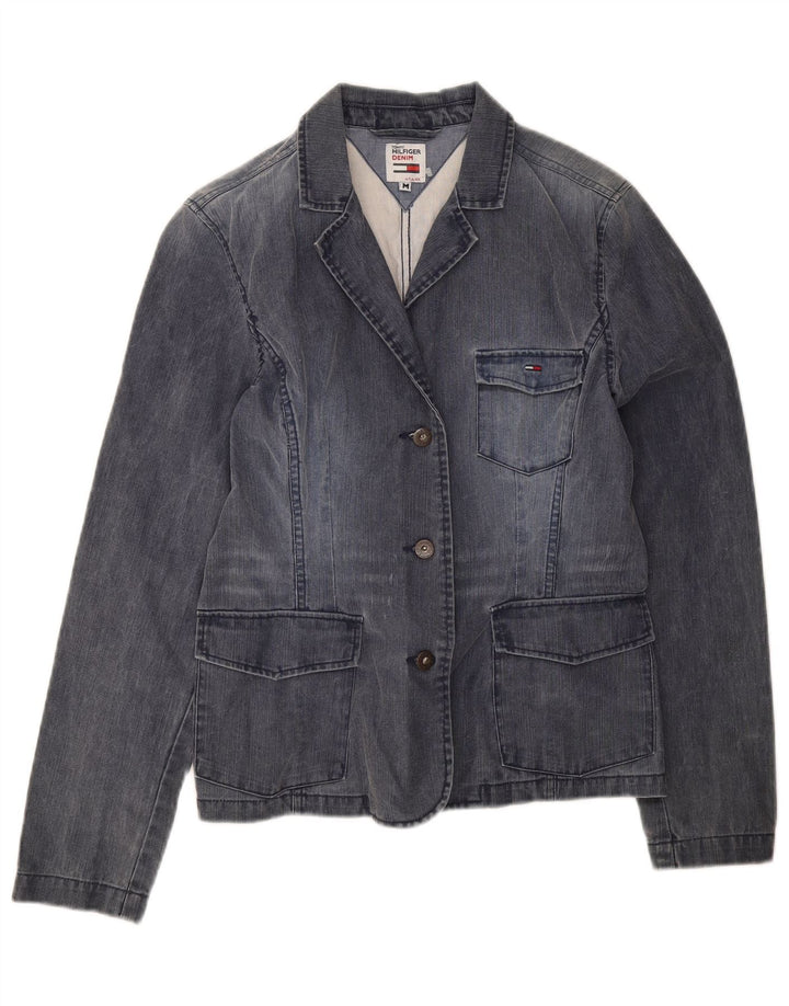 Jaqueta blazer jeans feminina Tommy Hilfiger com 3 botões Reino Unido 12 médio azul marinho