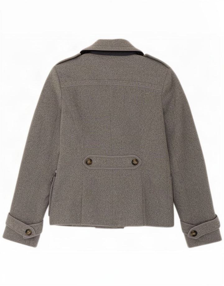 Casaco feminino Intrend Pea Coat UK 8 lã virgem cinza pequena