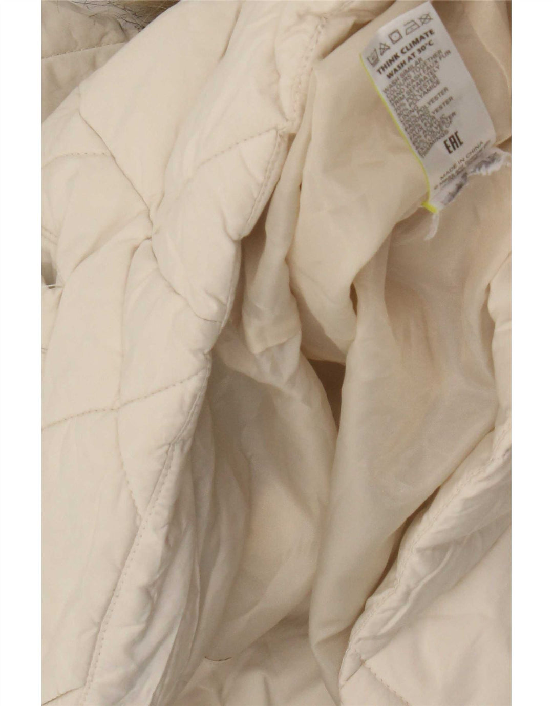 Jaqueta feminina acolchoada com capuz Marks & Spencer Reino Unido 12 poliéster branco médio