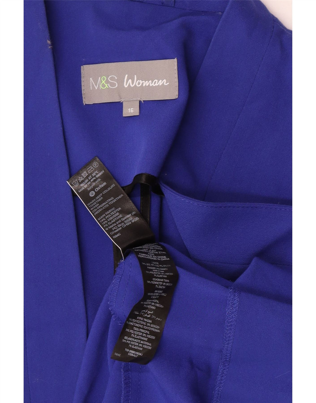 Jaqueta Blazer aberta feminina Marks & Spencer Reino Unido 16 grande azul poliéster