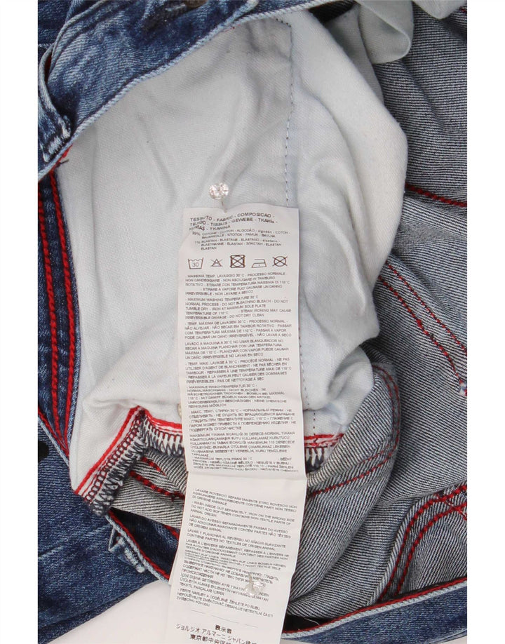Armani Exchange Mens Jeans Slim Distressed W34 L32 Azul Manchado Algodão