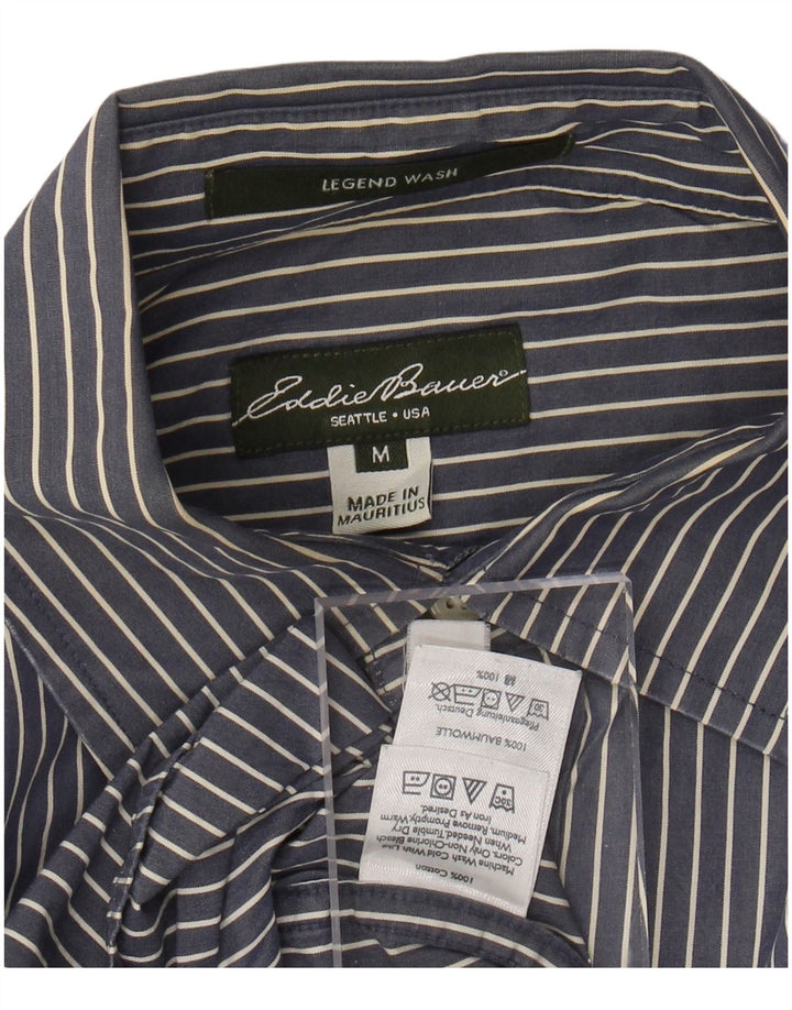 Camisa masculina EDDIE BAUER de algodão listrado azul marinho médio