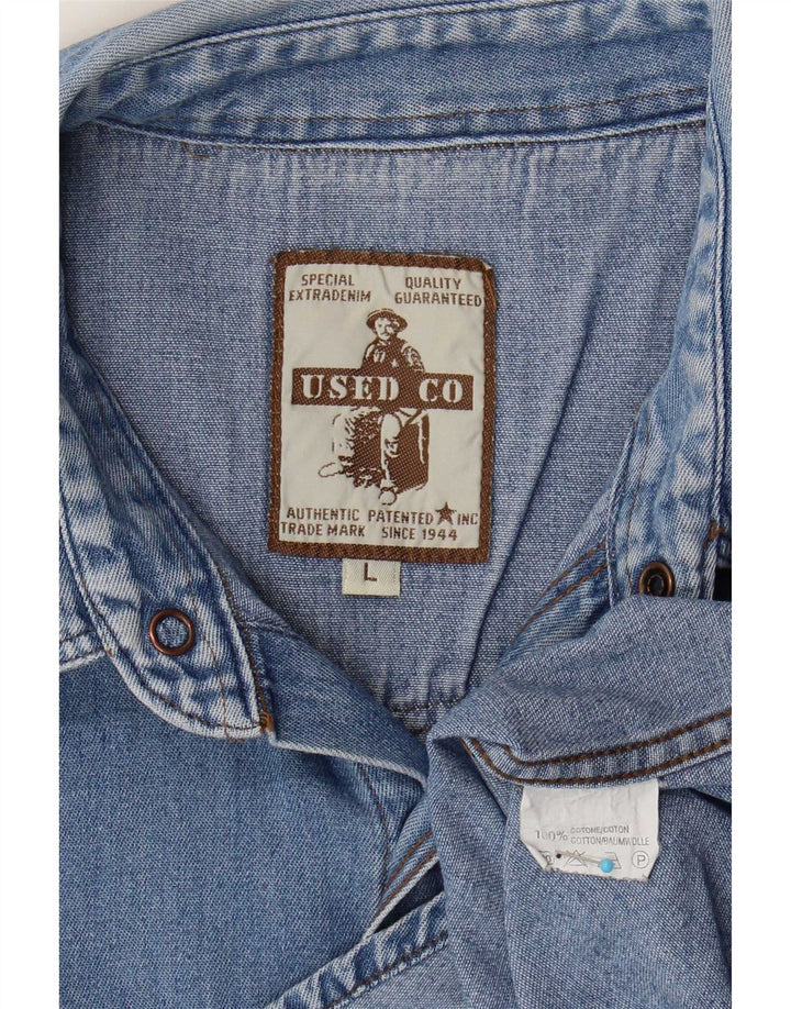 Camisa jeans masculina vintage grande algodão azul