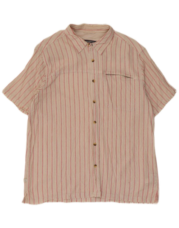 Camisa masculina de manga curta Mountain Warehouse XL de algodão listrado branco