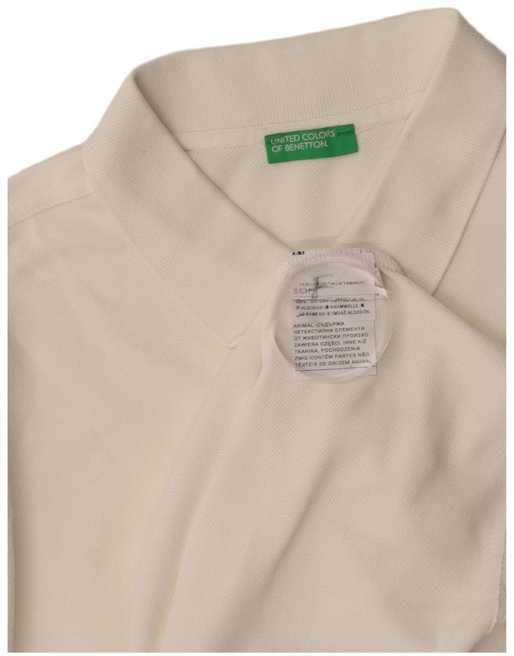 Camisa polo masculina BENETTON pequena de algodão branco