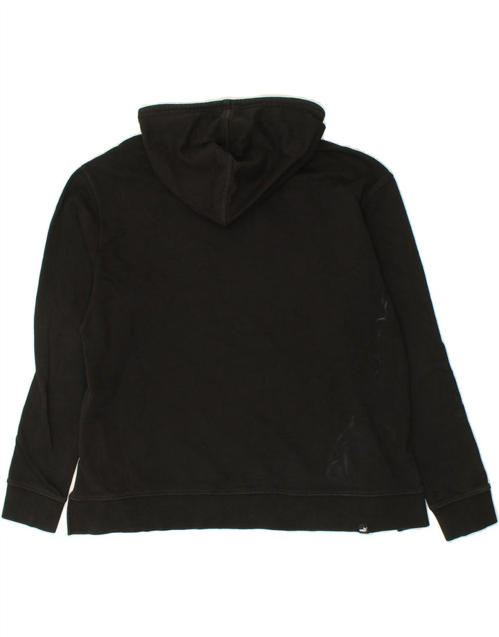 PUMA Womens Hoodie Jumper UK 16 Large Black Cotton | Vintage Puma | Thrift | Second-Hand Puma | Used Clothing | Messina Hembry 