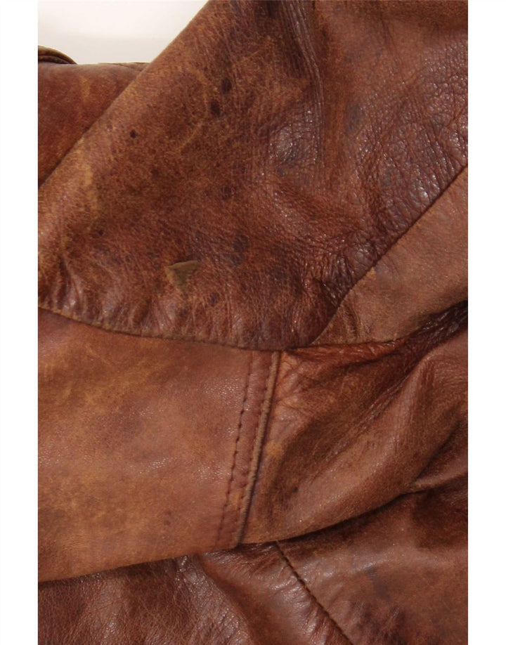 Jaqueta de couro masculina vintage UK 38 marrom médio