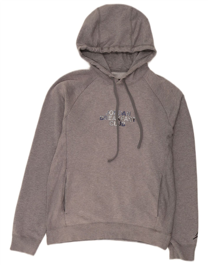 Jordan Mens Graphic Hoodie Jumper Pequeno Algodão Cinza
