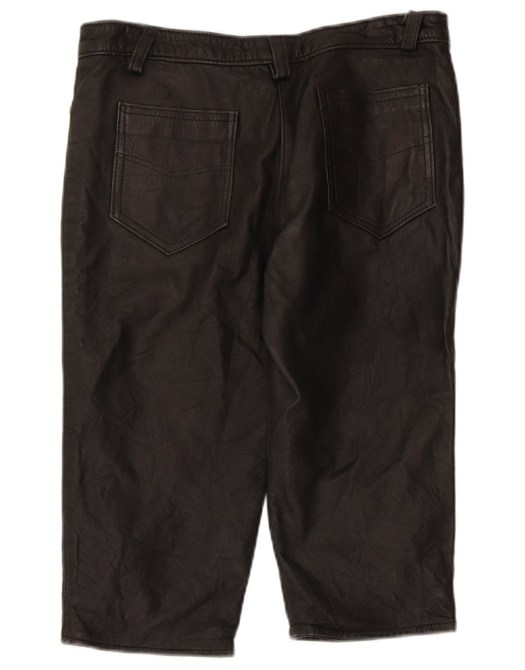 Bermudas femininas de couro vintage médio W28 preto