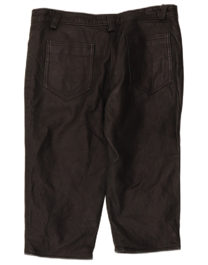 Bermudas femininas de couro vintage médio W28 preto