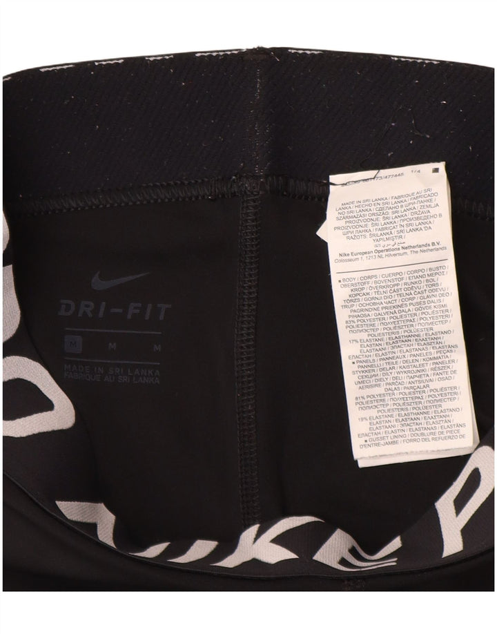 Nike Womens Graphic Capri Leggings UK 12 Médio Preto Poliéster