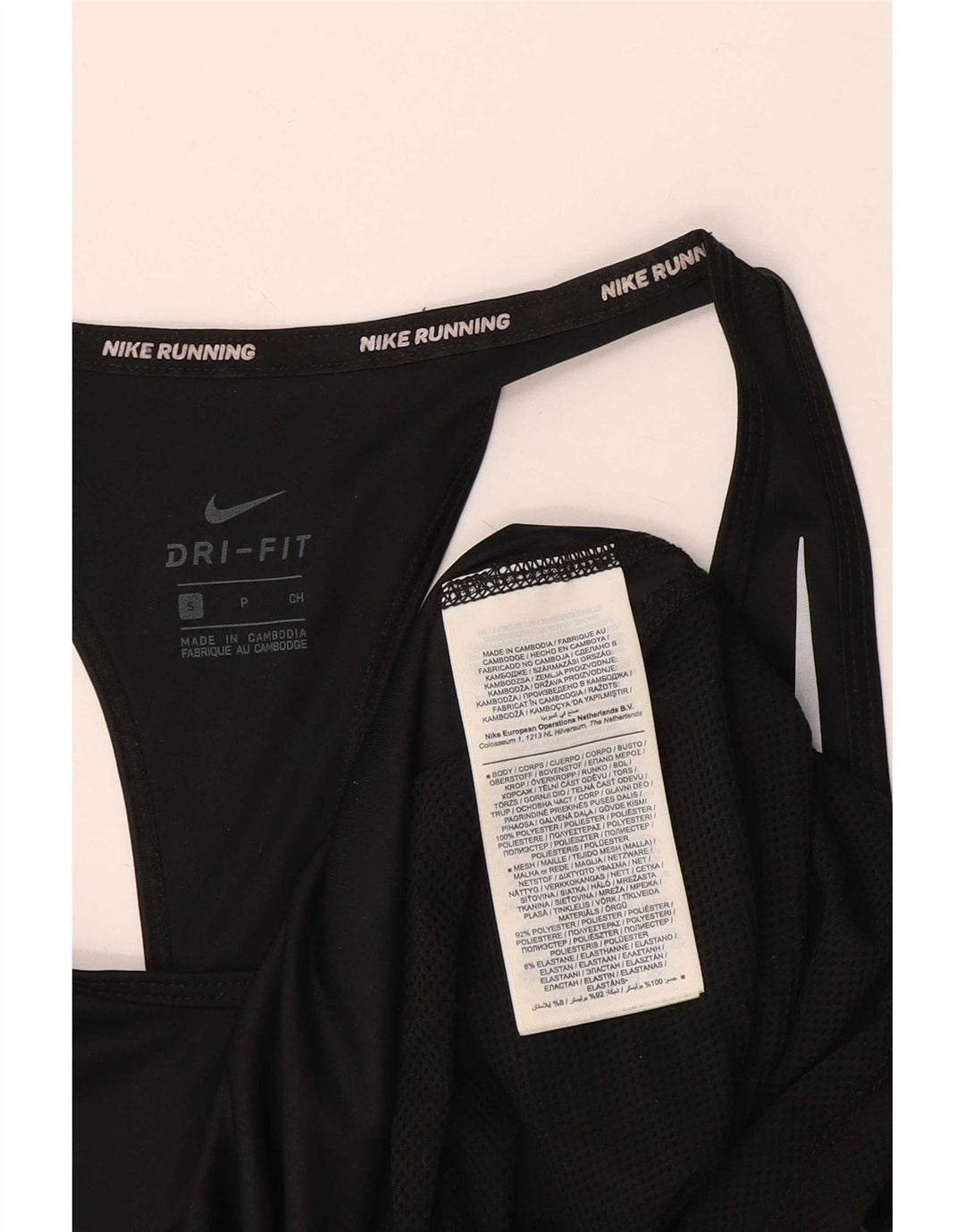 Nike Womens Dri Fit Vest Top UK 10 Pequeno Poliéster Preto