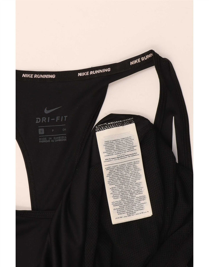 Nike Womens Dri Fit Vest Top UK 10 Pequeno Poliéster Preto
