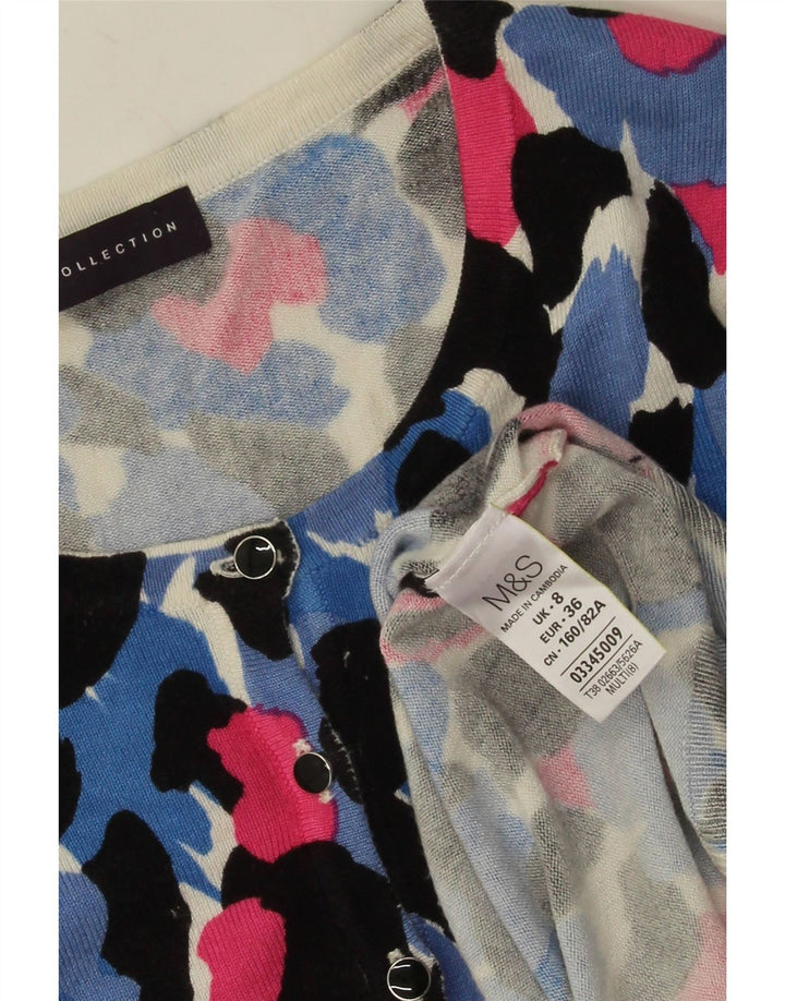 Suéter cardigã feminino Marks & Spencer UK 8 pequeno floral multicolorido