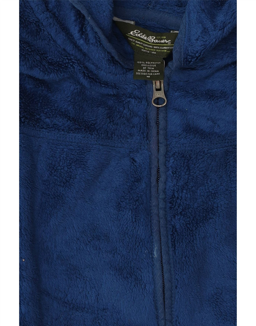 Jaqueta de lã com capuz feminina Eddie Bauer UK 14 poliéster azul médio