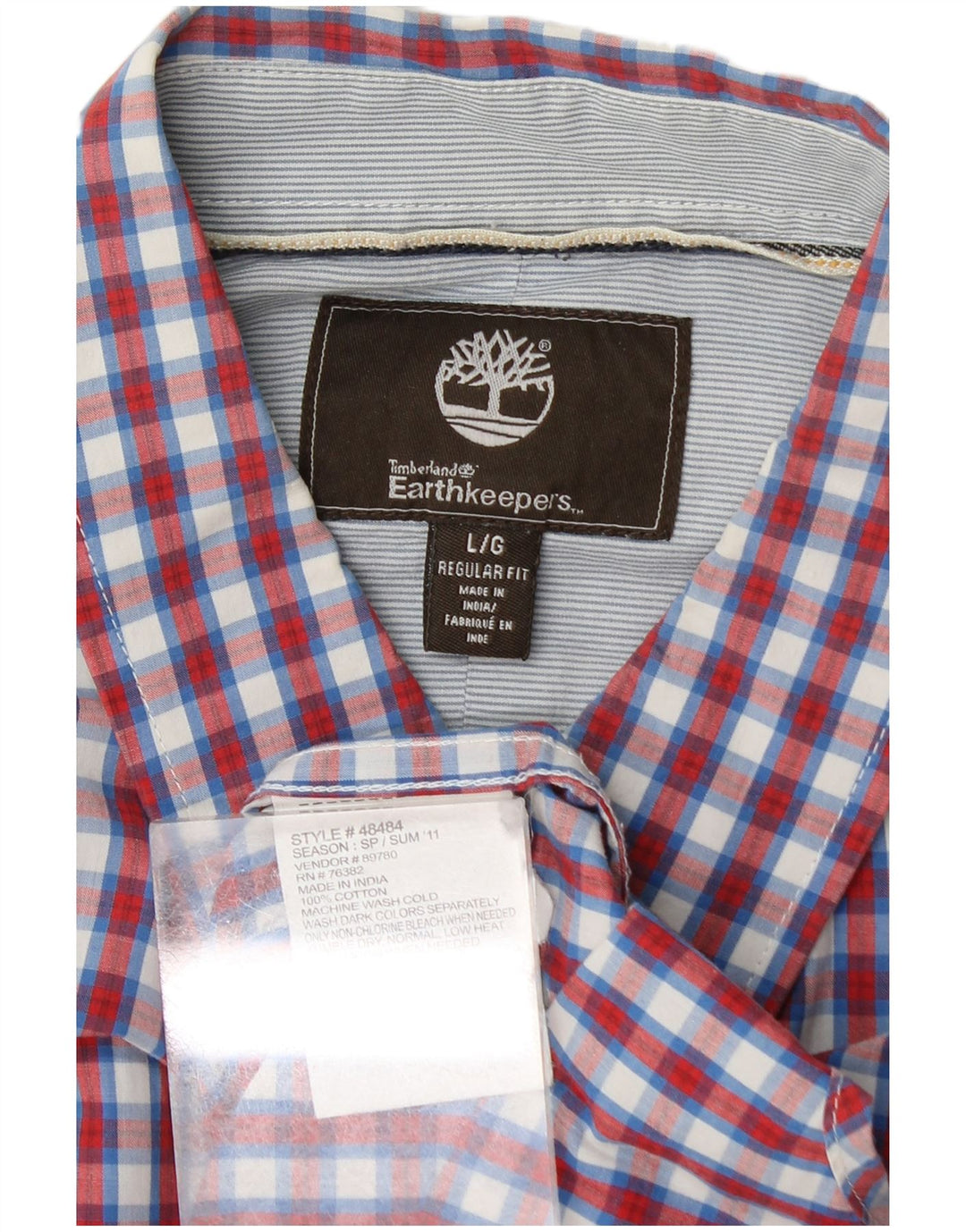 Camisa masculina Timberland Earthkeepers manga curta regular fit grande xadrez vermelho
