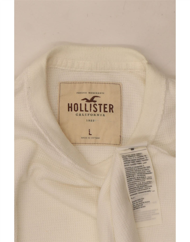 Top masculino HOLLISTER de manga comprida grande algodão branco