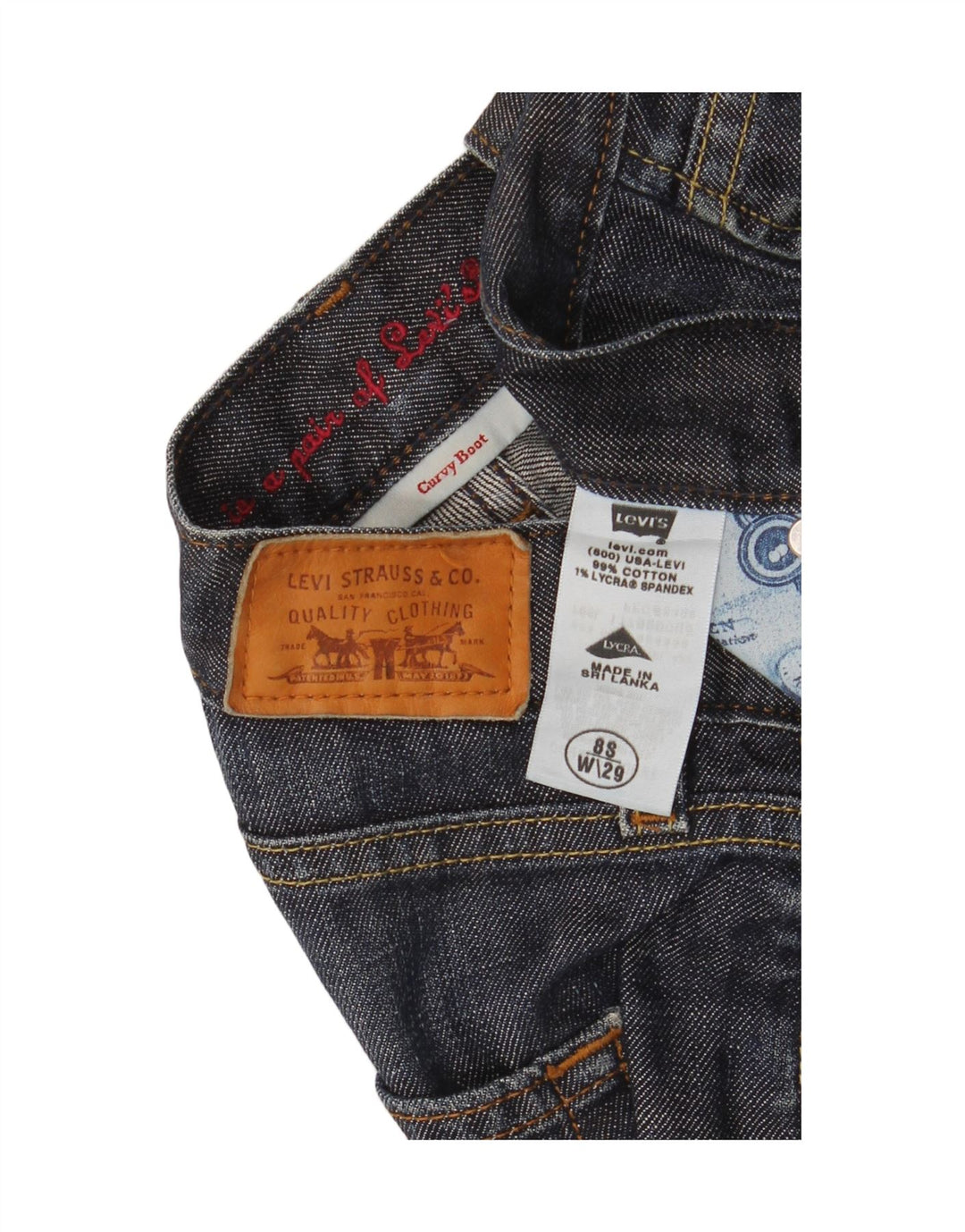 Jeans feminino Curvy Bootcut Levi's US 8 médio W29 L31 algodão azul