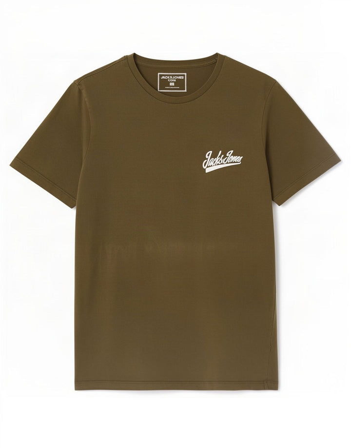 Camiseta gráfica masculina Jack & Jones Top pequeno cáqui