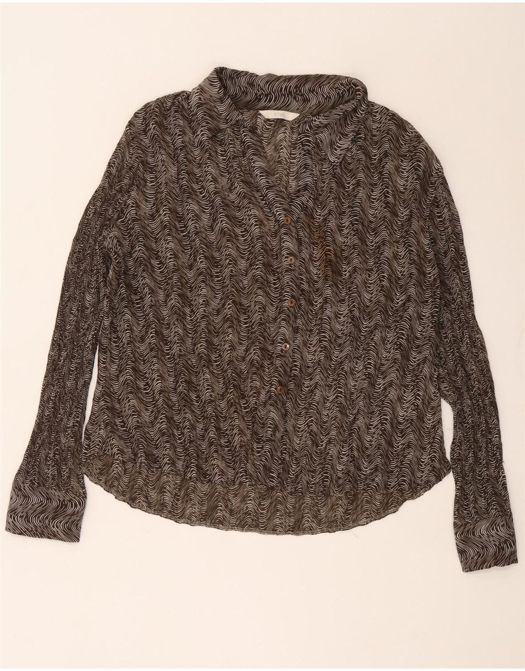 Blusa feminina Marks & Spencer UK 18 XL poliéster geométrico marrom