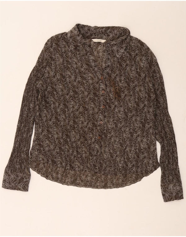 Blusa feminina Marks & Spencer UK 18 XL poliéster geométrico marrom