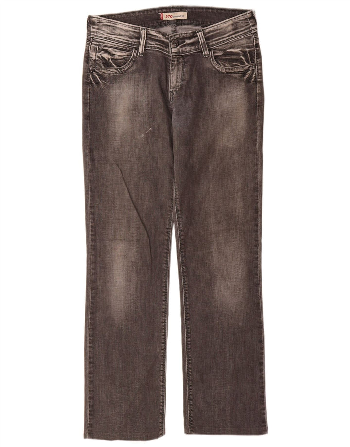 Calça jeans feminina Levi's 570 Straight W32 L34 cinza algodão