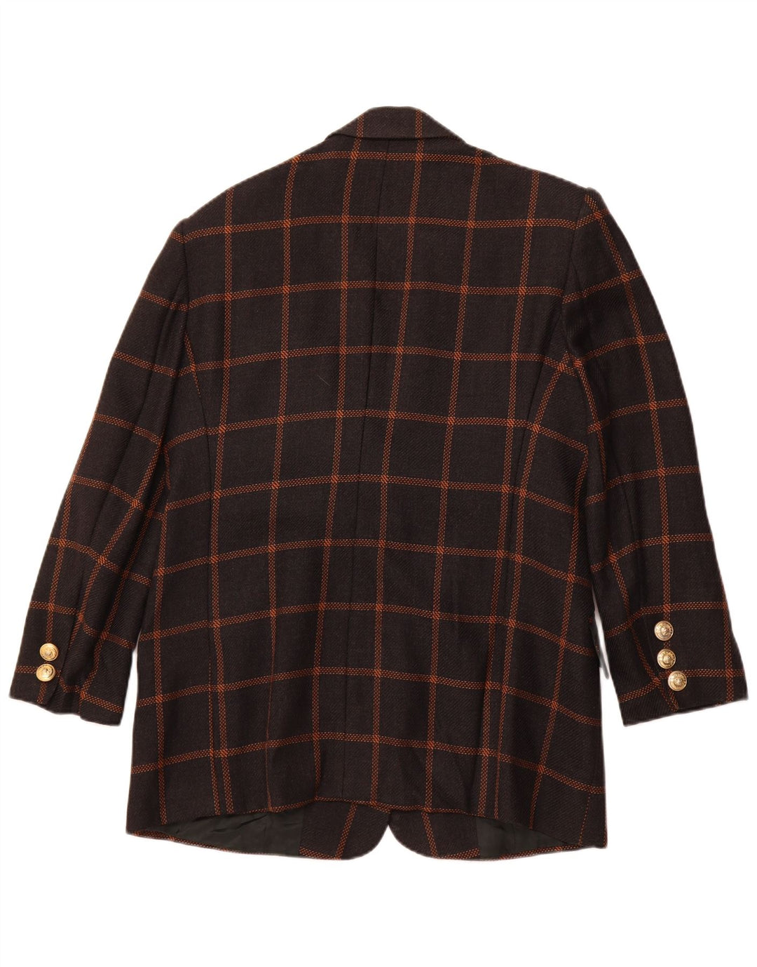 ROCCOBAROCCO Jaqueta blazer feminina de 3 botões tamanho 19 XL lã xadrez preta