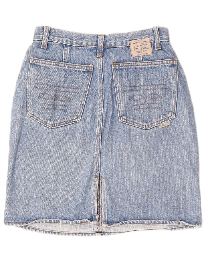 Saia jeans feminina BENETTON W25 XS algodão azul