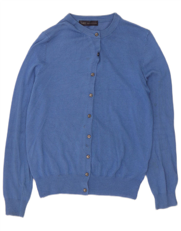 Suéter cardigã feminino Marks & Spencer UK 12 viscose azul médio
