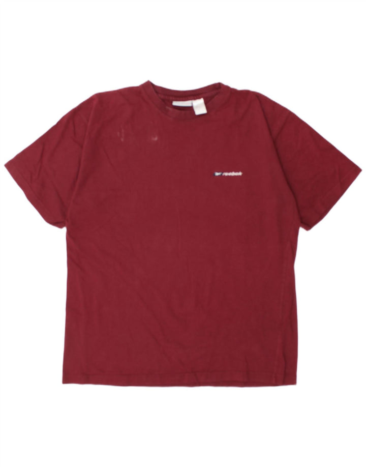 Reebok Mens T-Shirt Top Grande Algodão Borgonha