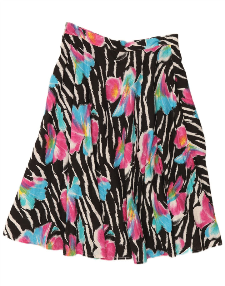 Saia larga feminina vintage W32 floral multicolorido médio