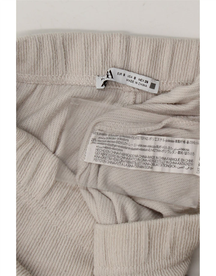 Calça de treino feminina Zara UK 10 poliéster cinza pequeno