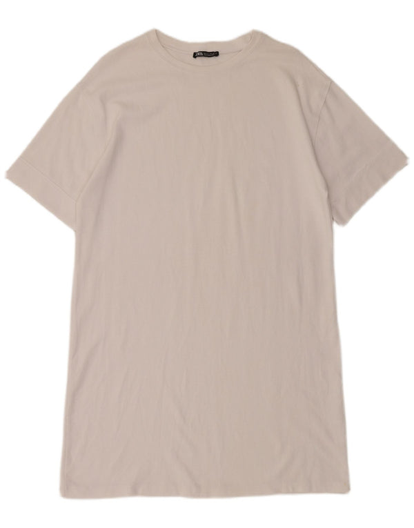 Camiseta feminina Zara UK 16 grande algodão branco