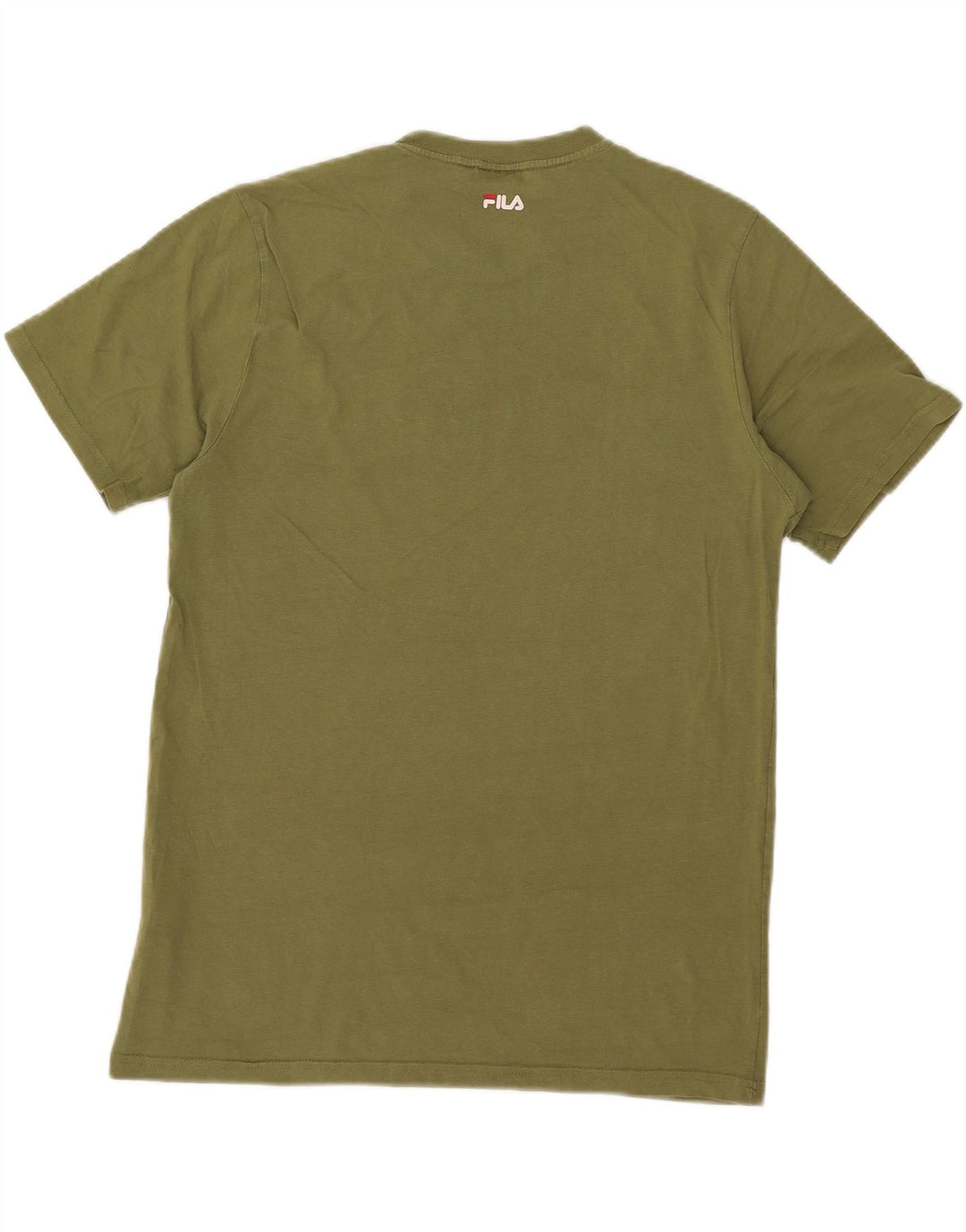 Camiseta masculina Fila com estampa gráfica grande de algodão cáqui