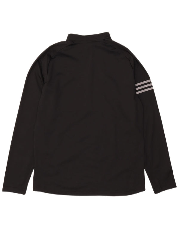 Adidas Mens Zip Neck Pullover Treino Top Médio Preto Colorblock